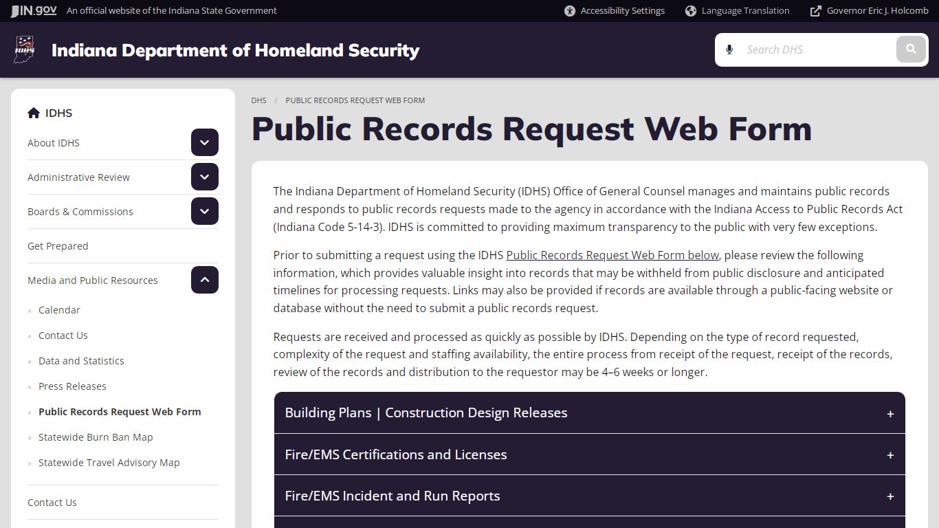 Public Records Request Web Form - DHS