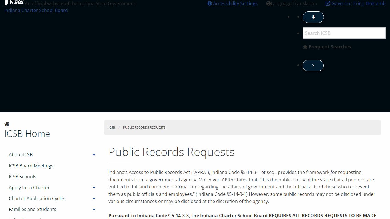 Public Records Requests - ICSB